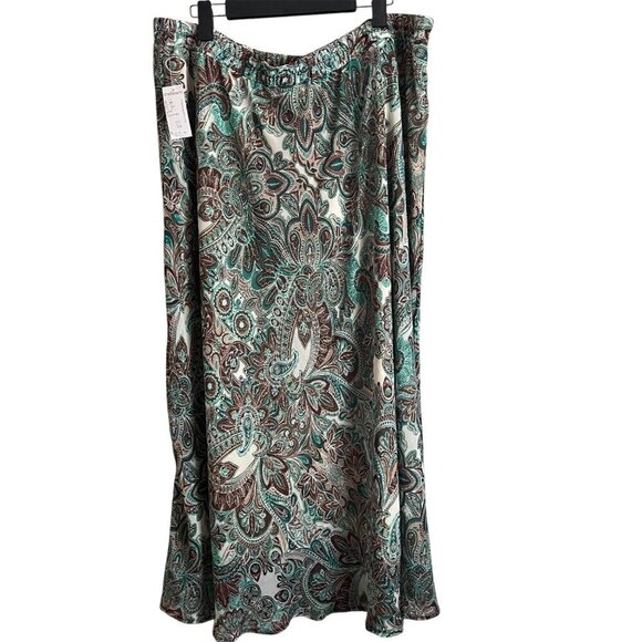 Roz & Ali Womens Maxi Skirt Size 3X Stretch Waist Pull On Paisley Boho Hippie - Picture 2 of 7